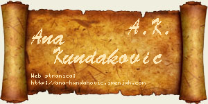 Ana Kundaković vizit kartica